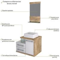 Conjunto Balcão C-cuba Q32 E Espelheira Legno 651 Branco Chess C-branco Chess Branco Chess C-carvalho - 5