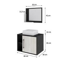 Conjunto Balcão C-cuba Q32 E Espelheira Soft 600 Preto ônix C-nogal Preto Onix C-snow - 5