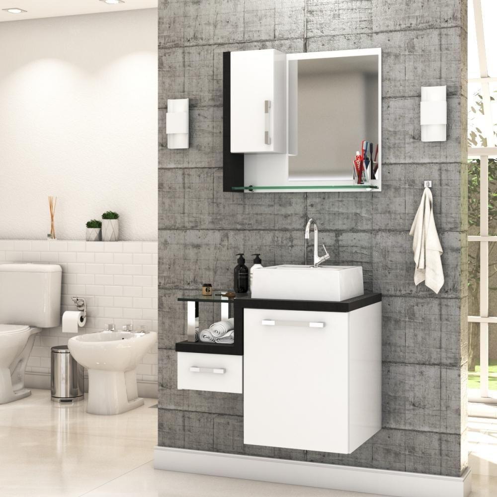 Conjunto Balcão C-cuba Q32 E Espelheira Legno 630 Branco Chess C-nogal Branco Chess C-preto ônix - 1