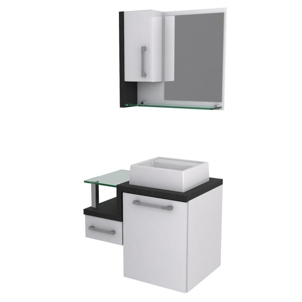 Conjunto Balcão C-cuba Q32 E Espelheira Legno 630 Branco Chess C-nogal Branco Chess C-preto ônix - 2