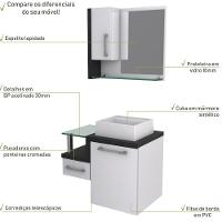 Conjunto Balcão C-cuba Q32 E Espelheira Legno 630 Branco Chess C-nogal Branco Chess C-preto ônix - 5