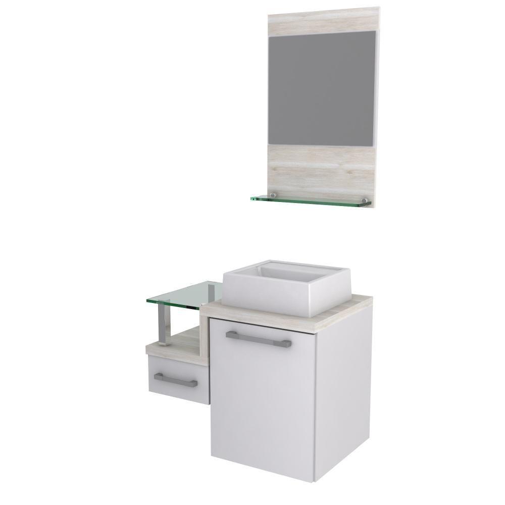 Conjunto Balcão C-cuba Q32 E Espelheira Legno 631 Branco Chess C-preto ônix Branco Chess C-snow - 2