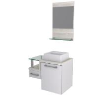 Conjunto Balcão C-cuba Q32 E Espelheira Legno 631 Branco Chess C-preto ônix Branco Chess C-snow - 2