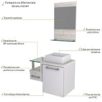 Conjunto Balcão C-cuba Q32 E Espelheira Legno 631 Branco Chess C-preto ônix Branco Chess C-snow - 5