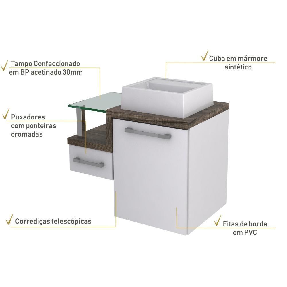 Conjunto Balcão C-cuba Q32 Legno 630 Branco Chess C-carvalho Branco Chess C-carvalho Dark - 5