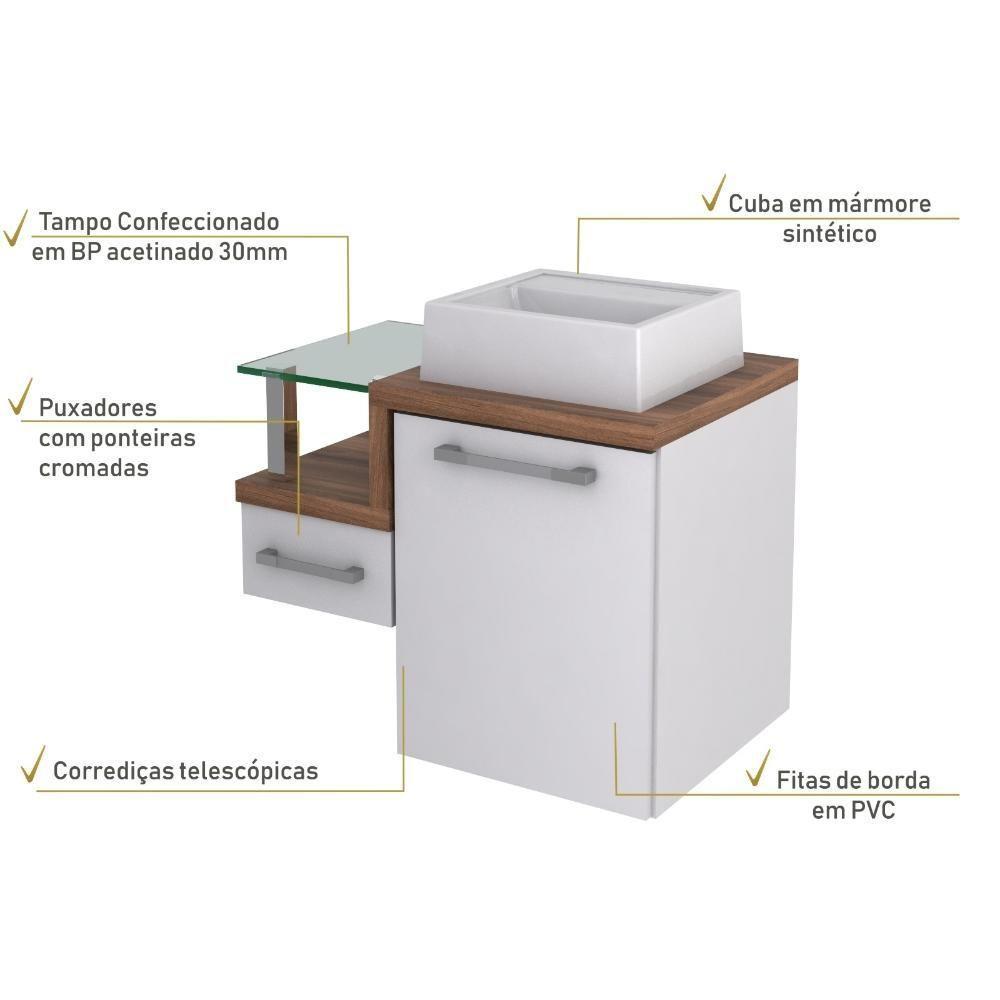 Conjunto Balcão C-cuba Q32 Legno 630 Branco Chess C-carvalho Dark Branco Chess C-nogal - 5