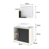 Conjunto Balcão C-cuba Q32 E Espelheira Soft 600 Snow C-branco Chess Snow C-preto ônix - 5