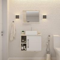 Conjunto Balcão C-cuba Q32 E Espelheira Soft 600 Snow Snow C-branco Chess - 1