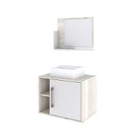 Conjunto Balcão C-cuba Q32 E Espelheira Soft 600 Snow Snow C-branco Chess - 2