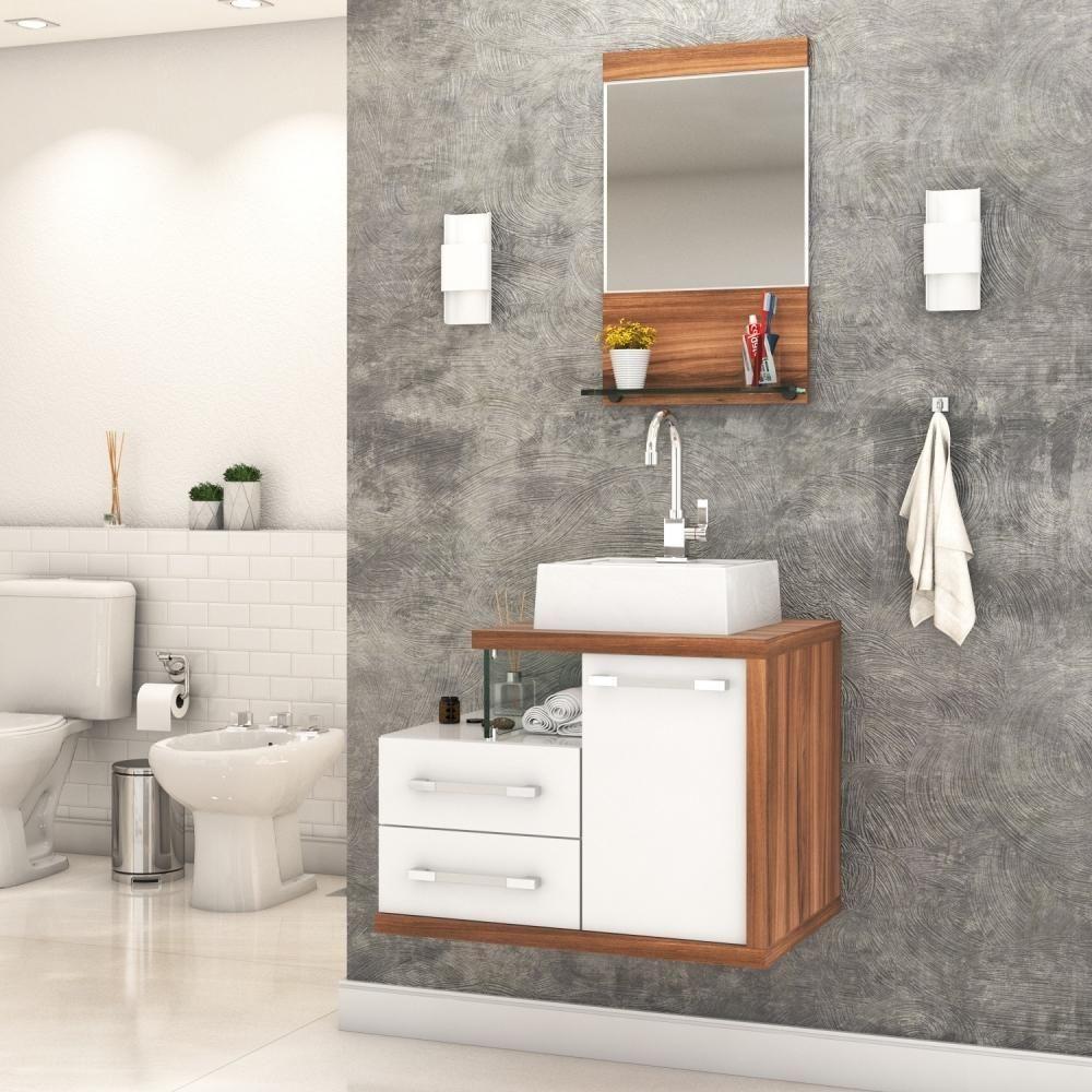 Conjunto Balcão C-cuba Q32 E Espelheira Legno 651 Branco Chess C-carvalho Dark Branco Chess C-nogal - 1