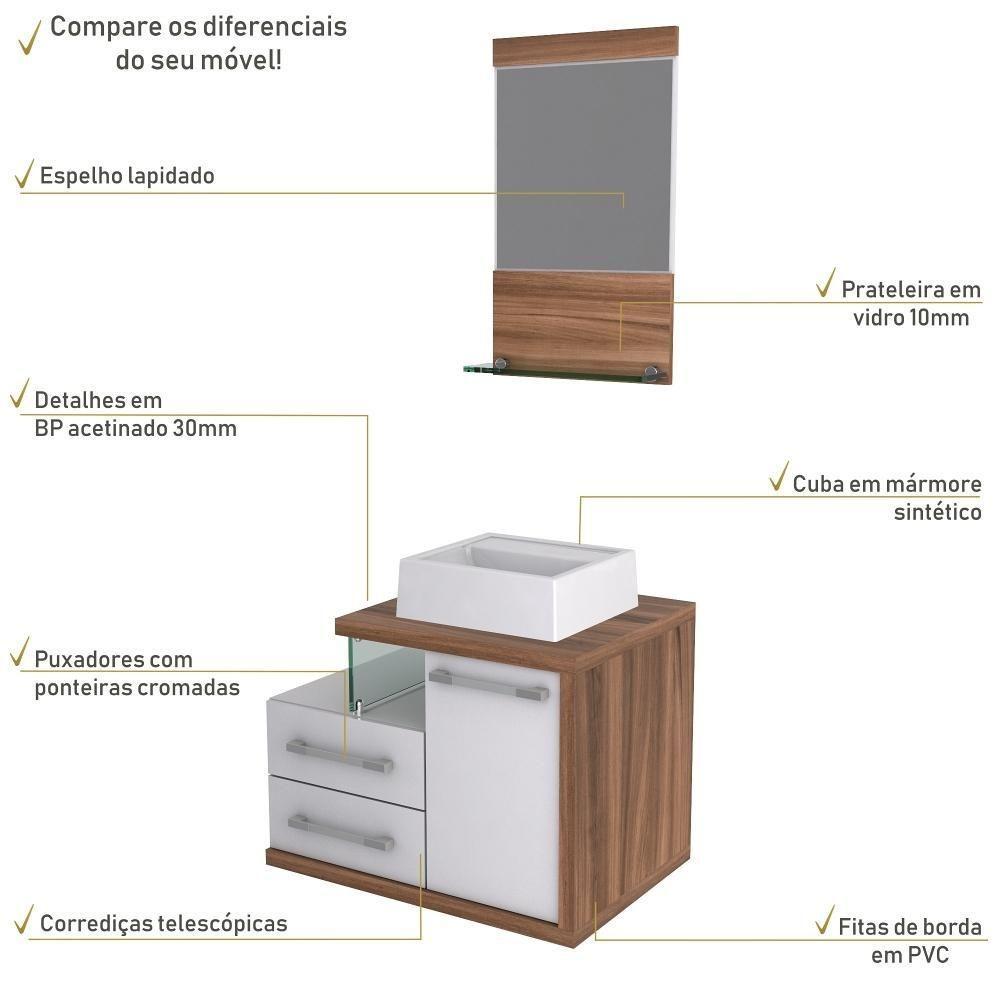 Conjunto Balcão C-cuba Q32 E Espelheira Legno 651 Branco Chess C-carvalho Dark Branco Chess C-nogal - 5
