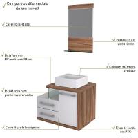 Conjunto Balcão C-cuba Q32 E Espelheira Legno 651 Branco Chess C-carvalho Dark Branco Chess C-nogal - 5