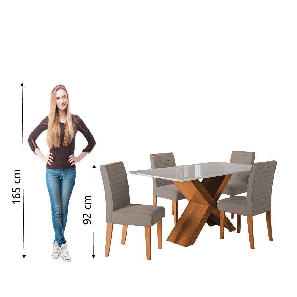 Conjunto Mesa de Jantar 1,36m Grécia com Tampo de Vidro 4 Cadeiras Creta - Dobuê - Madeirado/Mascavo - 5