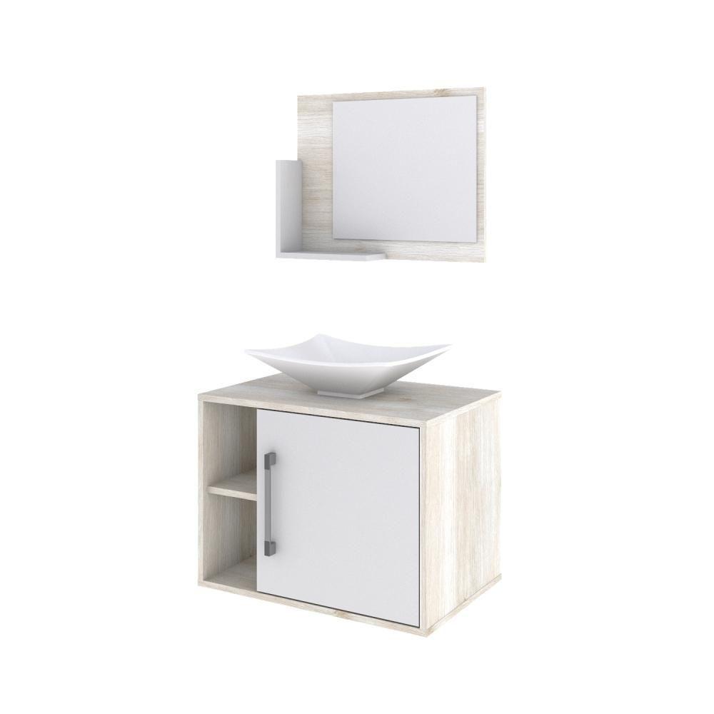 Conjunto Balcão C-cuba L38 E Espelheira Soft 600 Snow Snow C-branco Chess - 2