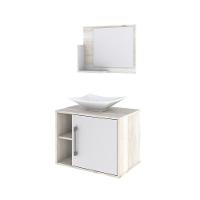 Conjunto Balcão C-cuba L38 E Espelheira Soft 600 Snow Snow C-branco Chess - 2