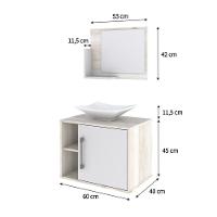 Conjunto Balcão C-cuba L38 E Espelheira Soft 600 Snow Snow C-branco Chess - 5