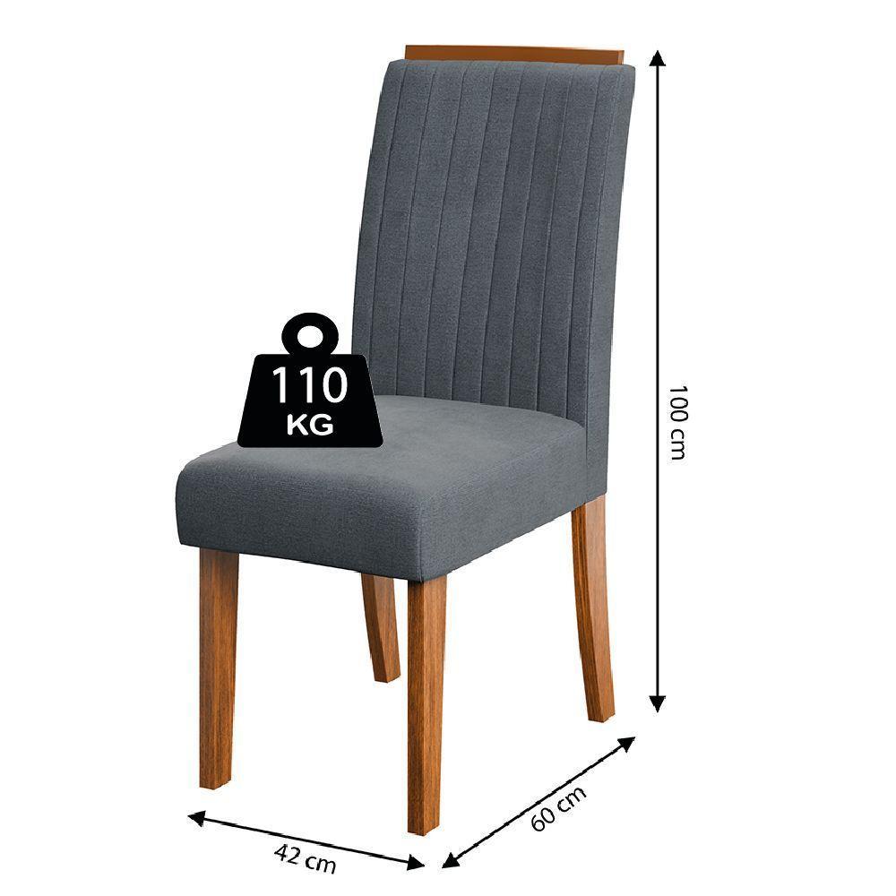 Conjunto Mesa de Jantar 4 Cadeiras Grécia com Tampo de Vidro 1,36m - Dobuê - Madeirado/Grafite - 4