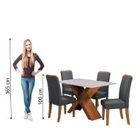 Conjunto Mesa de Jantar 4 Cadeiras Grécia com Tampo de Vidro 1,36m - Dobuê - Madeirado/Grafite - 6