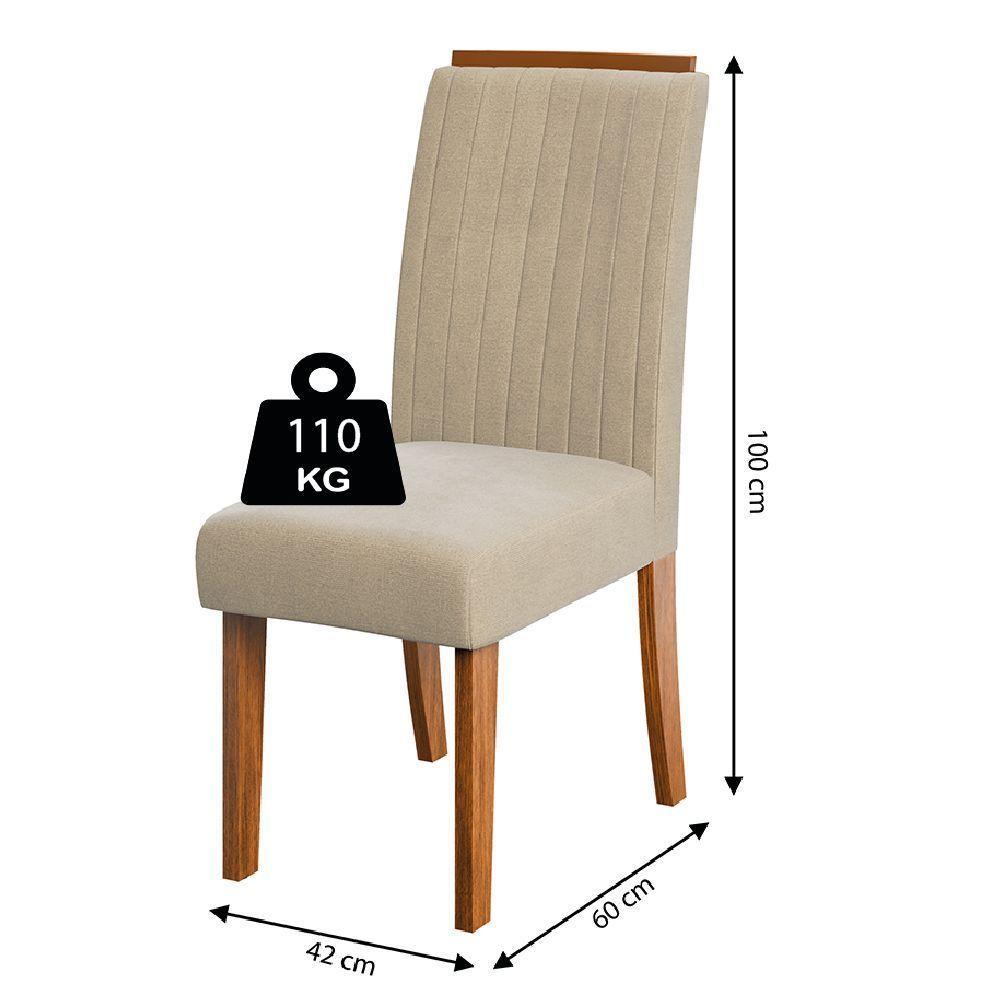 Conjunto Mesa De Jantar 4 Cadeiras Grécia Tampo De Vidro 1,36m - Dobuê- Madeirado / Bege - 4