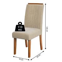 Conjunto Mesa De Jantar 4 Cadeiras Grécia Tampo De Vidro 1,36m - Dobuê- Madeirado / Bege