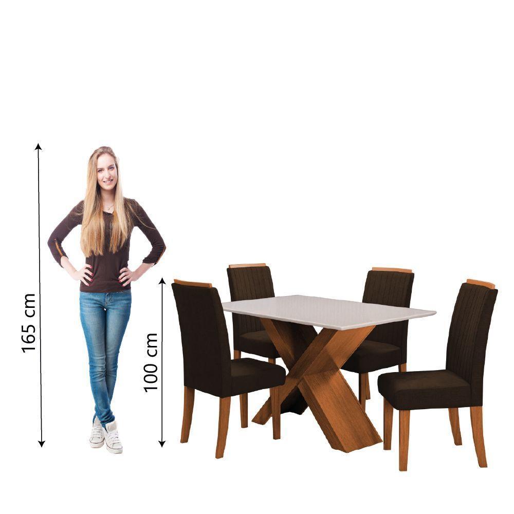 Conjunto Mesa De Jantar 1,36m Com Tampo De Vidro E 4 Cadeiras Grécia - Dobuê - Madeirado/Chocolate - 6