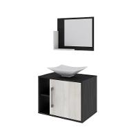 Conjunto Balcão C-cuba L38 E Espelheira Soft 600 Preto ônix C-nogal Preto Onix C-snow - 2