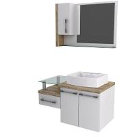 Conjunto Balcão C-cuba Aria 41 E Espelheira Legno 830 Branco Chess C-branco Chess Branco Chess C-carvalho - 2