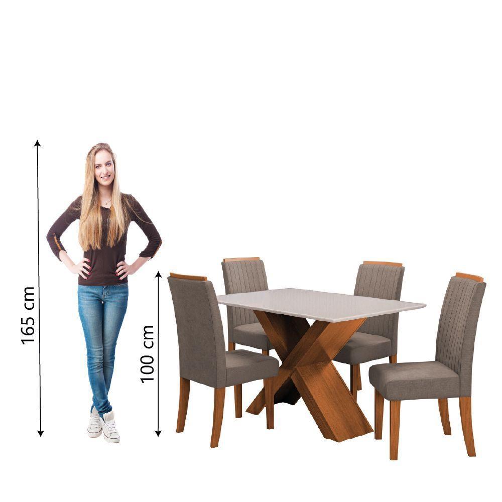 Conjunto Mesa de Jantar 1,36m Grécia com Tampo de Vidro 4 Cadeiras Creta - Dobuê - Madeirado/Mascavo - 6