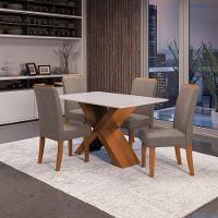 Conjunto Mesa de Jantar 1,36m Grécia com Tampo de Vidro 4 Cadeiras Creta - Dobuê - Madeirado/Mascavo - 2
