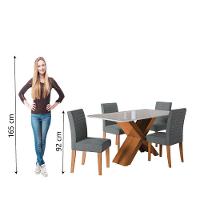 Conjunto de Mesa Sala de Jantar com Tampo de Vidro 1,36m Grécia 4 Cadeiras Creta Dobuê - Madeirado/Grafite - 6
