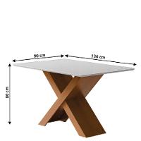 Conjunto de Mesa para Sala de Jantar Grécia 1,36m com Tampo de Vidro e 4 Cadeiras Santiago - Dobuê Madeirado / Cinza - 3