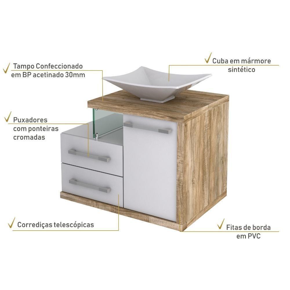 Conjunto Balcão C-cuba L38 Legno 650 Branco Chess C-branco Chess Branco Chess C-carvalho - 5