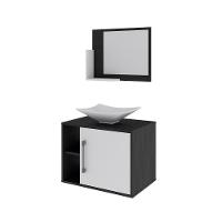 Conjunto Balcão C-cuba L38 E Espelheira Soft 600 Preto ônix Preto ônix C-branco Chess - 2