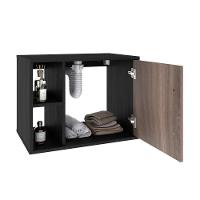 Conjunto Balcão C-cuba L38 E Espelheira Soft 600 Preto ônix C-carvalho Dark Preto ônix C-nogal - 3