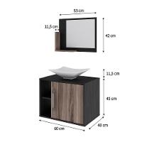 Conjunto Balcão C-cuba L38 E Espelheira Soft 600 Preto ônix C-carvalho Dark Preto ônix C-nogal - 5