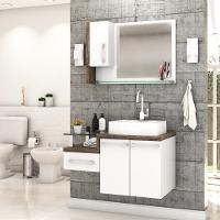 Conjunto Balcão C-cuba Aria 41 E Espelheira Legno 830 Branco Chess C-carvalho Branco Chess C-carvalho Dark - 1