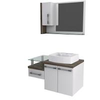 Conjunto Balcão C-cuba Aria 41 E Espelheira Legno 830 Branco Chess C-carvalho Branco Chess C-carvalho Dark - 2