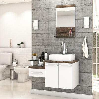 Conjunto Balcão C-cuba Aria 41 E Espelheira Legno 831 Branco Chess C-carvalho Branco Chess C-carvalho Dark
