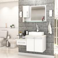 Conjunto Balcão C-cuba Aria 41 E Espelheira Legno 830 Branco Chess C-preto ônix Branco Chess C-snow - 1