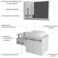Conjunto Balcão C-cuba Aria 41 E Espelheira Legno 830 Branco Chess C-preto ônix Branco Chess C-snow - 5