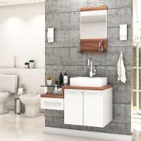 Conjunto Balcão C-cuba Aria 41 E Espelheira Legno 831 Branco Chess C-carvalho Dark Branco Chess C-nogal - 1