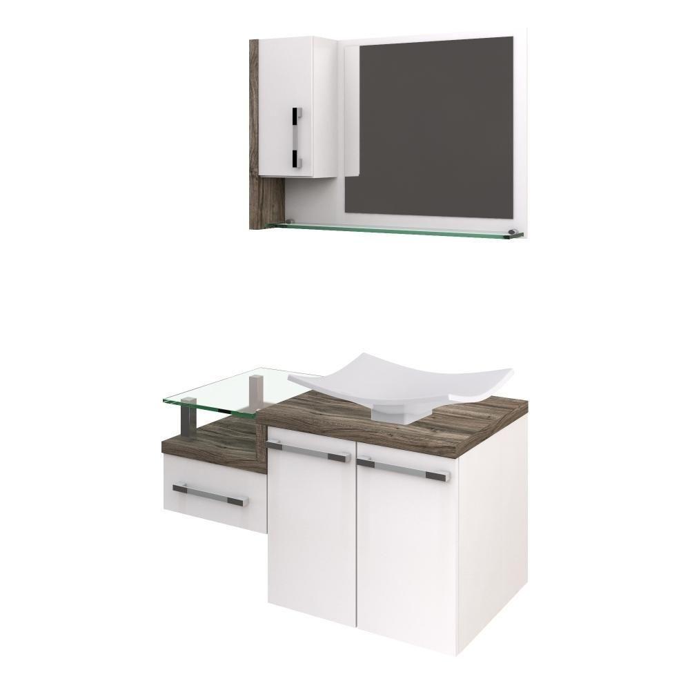 Conjunto Balcão C-cuba F44 E Espelheira Legno 830 Branco Chess C-carvalho Branco Chess C-carvalho Dark - 2