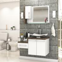 Conjunto Balcão C-cuba F44 E Espelheira Legno 830 Branco Chess C-carvalho Branco Chess C-carvalho Dark - 1