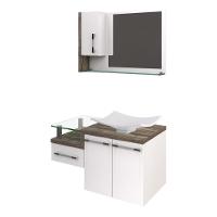 Conjunto Balcão C-cuba F44 E Espelheira Legno 830 Branco Chess C-carvalho Branco Chess C-carvalho Dark - 2