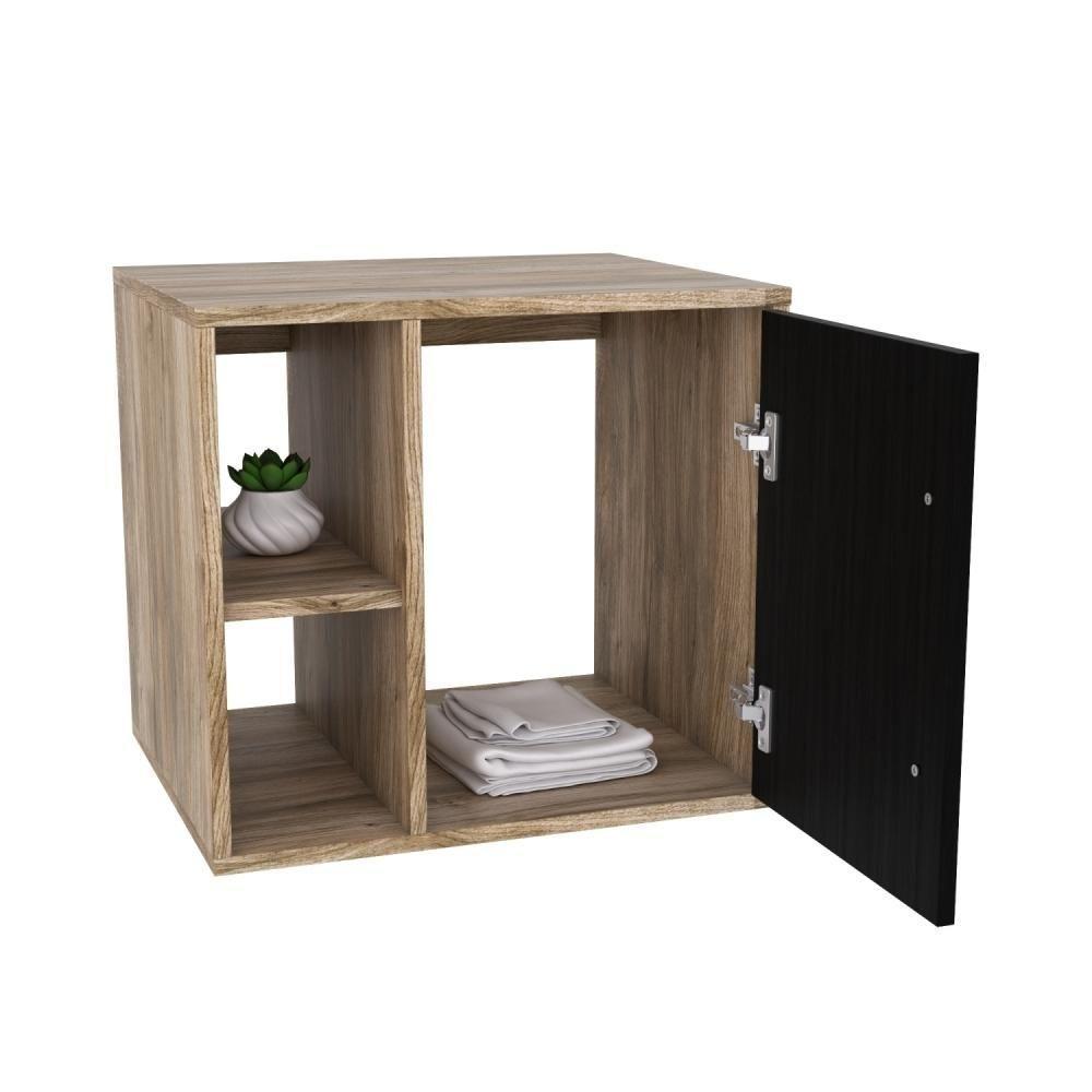 Conjunto Balcão C-cuba L38 E Espelheira Soft 500 Carvalho C-branco Chess Carvalho C-preto ônix - 3