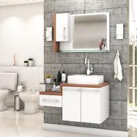 Conjunto Balcão C-cuba Aria 41 E Espelheira Legno 830 Branco Chess C-carvalho Dark Branco Chess C-nogal - 1