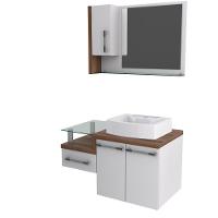 Conjunto Balcão C-cuba Aria 41 E Espelheira Legno 830 Branco Chess C-carvalho Dark Branco Chess C-nogal - 2