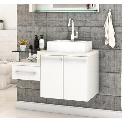 Conjunto Balcão C-cuba Aria 41 Legno 830 Branco Chess C-preto ônix Branco Chess C-snow