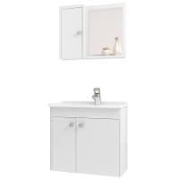 Gabinete Espelheira E Cuba Branca 70cm Munique Bechara Branco - 1