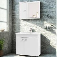 Gabinete Espelheira E Cuba Branca 70cm Munique Bechara Branco - 2